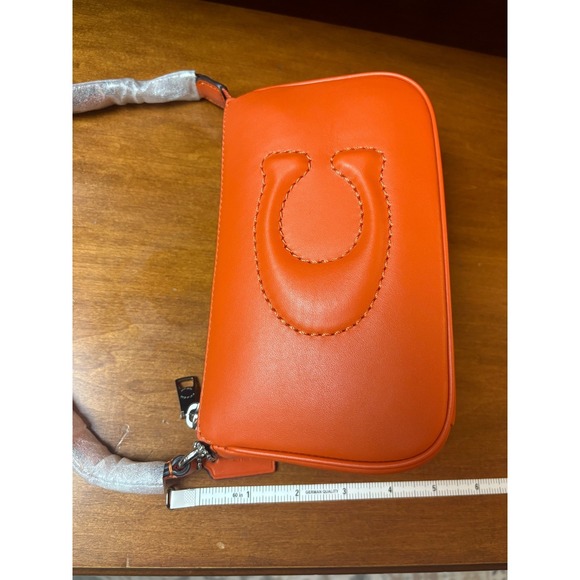 NWT Coach Nolita 19 Orange Leather Wristlet Handbag Signature C Silver Hardware - Picture 7 of 7